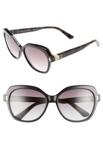 Women's Calvin Klein 56mm Square Sunglasses - Beige Marble