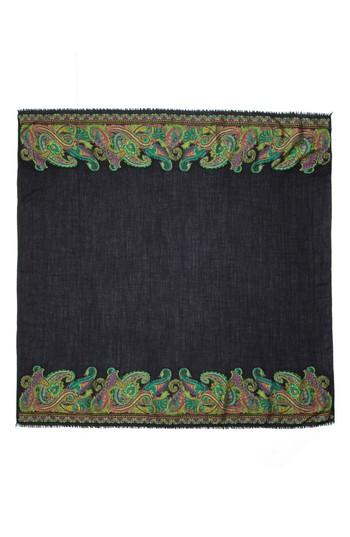 Women's Etro Paisley Trim Scarf, Size - Black