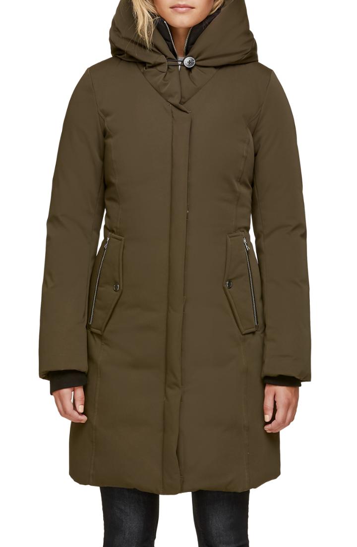 Women's Soia & Kyo Slim Fit Hooded Down Coat - Green