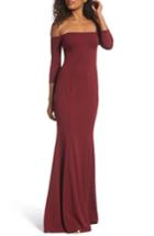 Women's Katie May Brentwood Three-quarter Sleeve Off The Shoulder Gown - Red