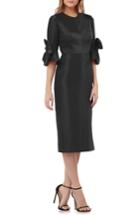 Women's Kay Unger Bow Sleeve Stretch Mikado Dress - Black