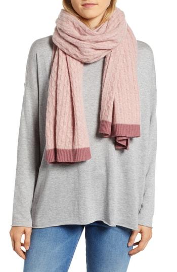 Women's Halogen Cable Knit Cashmere Scarf, Size - Pink
