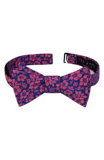 Men's Ted Baker London Picadilly Floral Silk Bow Tie, Size - Blue