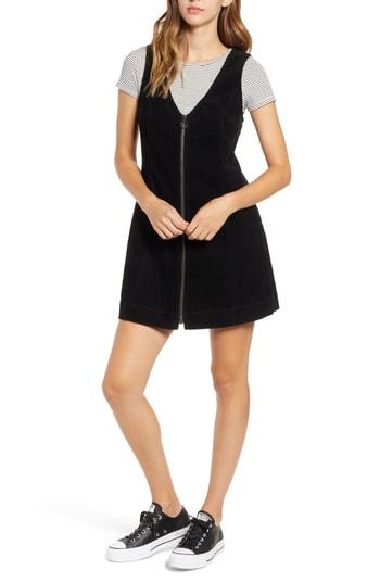 Women's Bp. Corduory Pinafore Dress, Size - Black