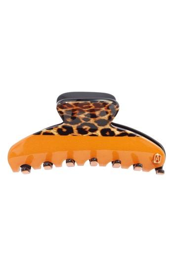 Alexandre De Paris Vendome Leopard Print Hair Clip, Size - Orange