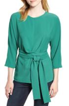 Women's Gibson Dolman Sleeve Tie Back Stretch Crepe Blouse - Green