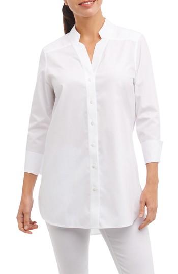 Women's Foxcroft Drew Non-iron Three-quarter Sleeve Tunic - White