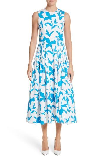 Women's Carolina Herrera Pleated A-line Midi Dress - White
