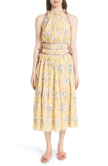 Women's Rebecca Taylor Pleat Midi Dress - Yellow