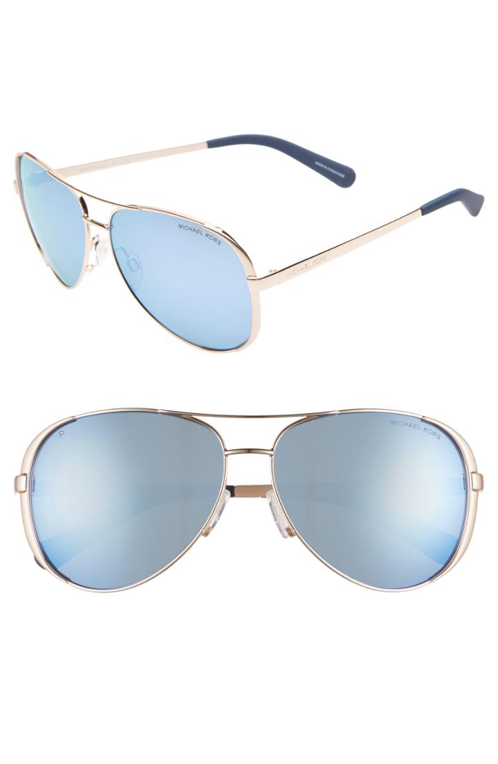 Women's Michael Kors Collection 59mm Polarized Aviator Sunglasses - Gold/ Blue Mirror