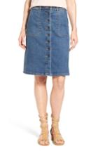 Women's Two By Vince Camuto Button Front A-line Denim Skirt - Blue