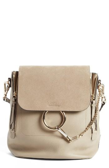 Chloe Medium Faye Suede & Leather Backpack - Grey