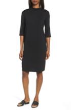 Women's Eileen Fisher Mock Neck Jersey Shift Dress - Black