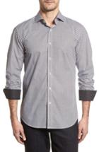 Men's Bugatchi Shaped Fit Chevron Print Sport Shirt - Black