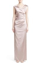 Women's Talbot Runhof Stretch Satin Column Gown - Pink