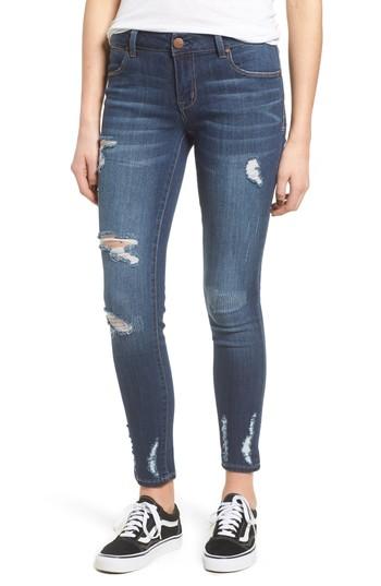 Women's 1822 Denim Chewed Hem Ankle Skinny Jeans - Blue