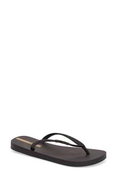 Women's Ipanema 'glitter' Flip Flop M - Black