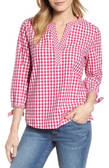 Women's Vineyard Vines Mixed Gingham Tie Sleeve Top - Pink