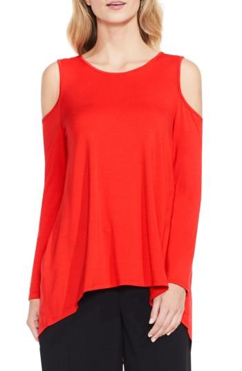Women's Vince Camuto Cold Shoulder Mixed Media Top - Orange