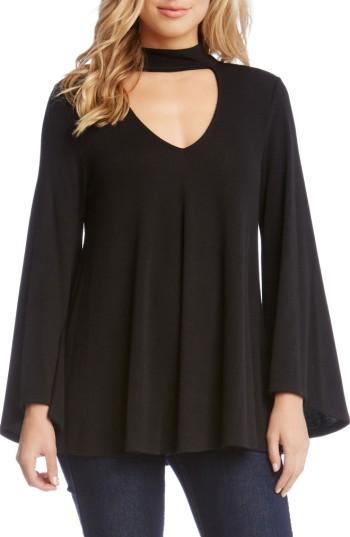 Women's Karen Kane Cutout V-neck Bell Sleeve Top - Black