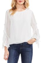 Women's Vince Camuto Tiered Sleeve Metallic Clip Dot Blouse, Size - White