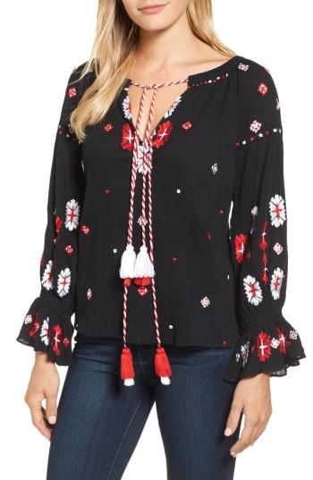 Women's Kas New York Myra Hand Embroidered Blouse - Black