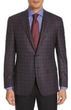 Men's Canali Sienna Classic Fit Plaid Wool Sport Coat Us / 54 Eu L - Red