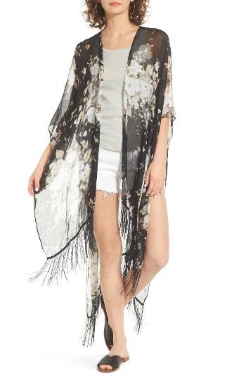 Women's Capelli Of New York Fringe Floral Kimono