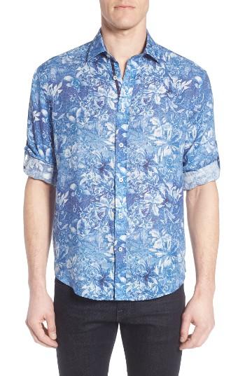 Men's Bugatchi Shaped Fit Floral Linen Sport Shirt