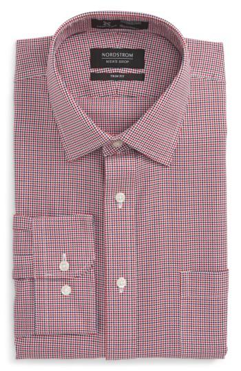 Men's Nordstrom Men's Shop Smartcare(tm) Trim Fit Houndstooth Dress Shirt .5 32/33 - Red