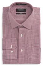 Men's Nordstrom Men's Shop Smartcare(tm) Trim Fit Houndstooth Dress Shirt .5 32/33 - Red