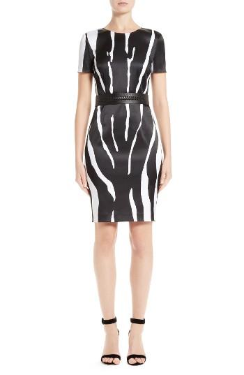 Women's St. John Collection Zebra Stretch Satin Dress