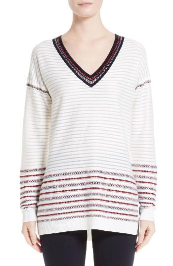 Women's St. John Collection Illusion Stripe Ottoman Knit Sweater