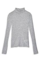 Women's Topshop Funnel Neck Shirt Us (fits Like 0-2) - Grey