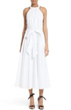 Women's Milly Lizzy Stretch Poplin Sash Waist Sundress - White