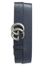 Men's Gucci Logo Leather Belt 0 Eu - Blue