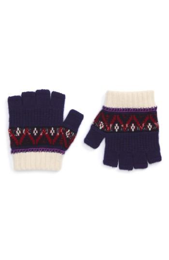 Women's Burberry Fair Isle Fingerless Gloves, Size - Purple