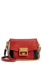 Givenchy Mini Gv3 Leather & Suede Crossbody Bag - Red