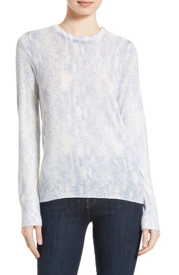 Women's Equipment Ondine Zip Shoulder Print Silk & Cashmere Sweater - Blue