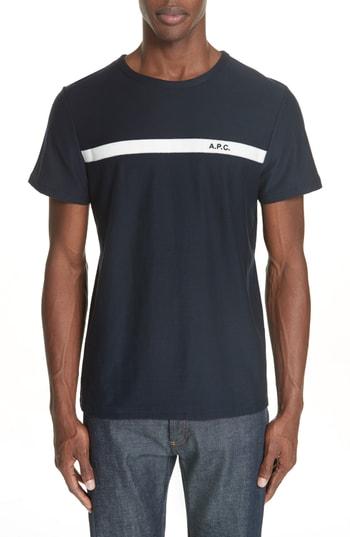 Men's A.p.c. Stripe Logo T-shirt - Blue