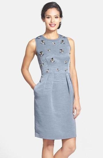Eliza J Embellished Faille Fit &