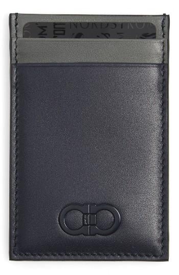 Men's Salvatore Ferragamo Gancio Marine Leather Card Case -