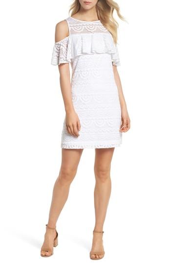 Women's Lilly Pulitzer Lyra Cold Shoulder Lace Dress - White