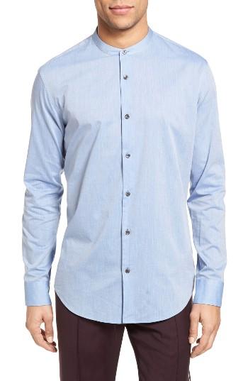 Men's Vince Trim Fit Band Collar Sport Shirt - Blue