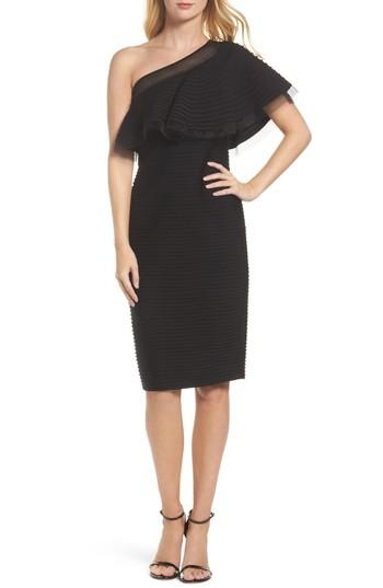 Women's Tadashi Shoji Pintuck One-shoulder Dress - Black