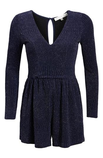 Women's Row A Glitter Knit Romper - Blue