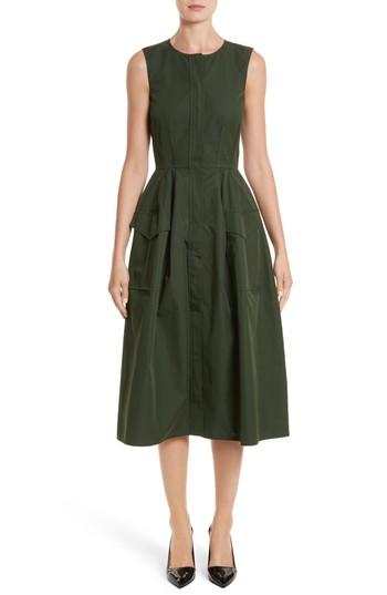 Women's Oscar De La Renta Safari Micro Twill Dress - Green