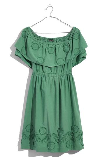 Women's Madewell Applique Off The Shoulder Dress - Green