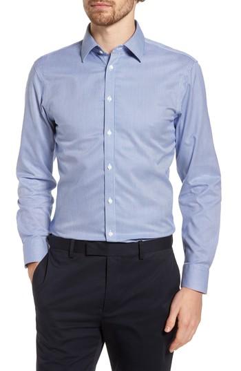Men's Nordstrom Men's Shop Smartcare(tm) Extra Trim Fit Stripe Dress Shirt - 32/33 - Blue