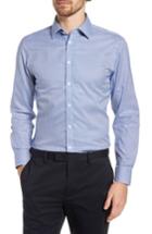 Men's Nordstrom Men's Shop Smartcare(tm) Extra Trim Fit Stripe Dress Shirt - 32/33 - Blue